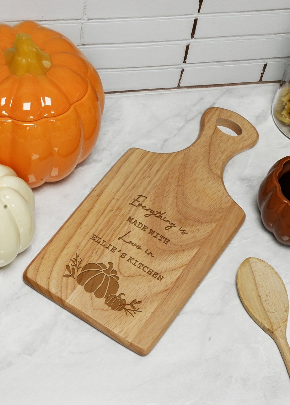 Personalised Memento Company Brown Pumpkin Paddle Chopping Board