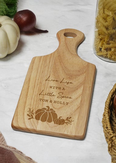 Personalised Memento Company Brown Pumpkin Paddle Chopping Board