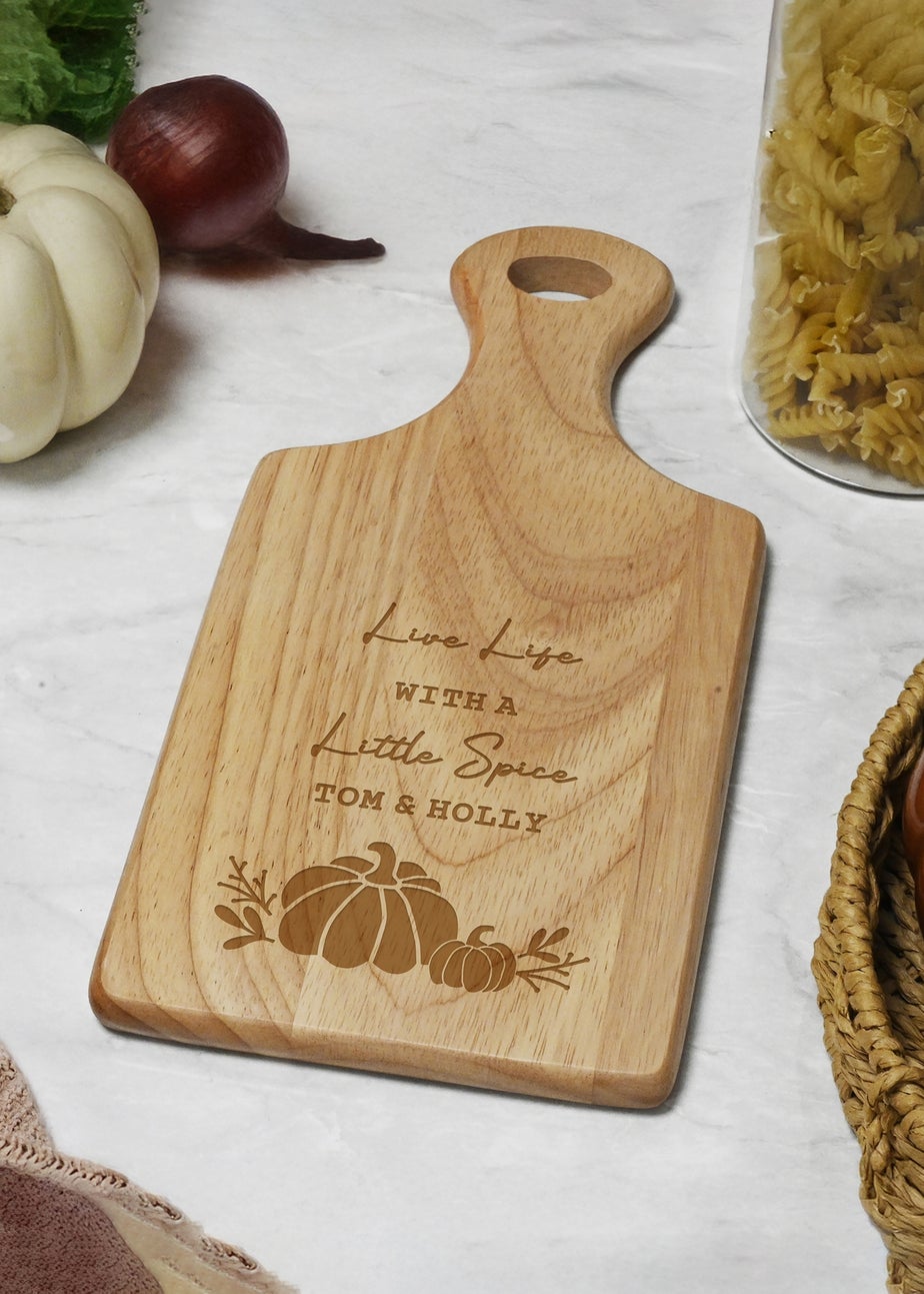 Personalised Memento Company Brown Pumpkin Paddle Chopping Board