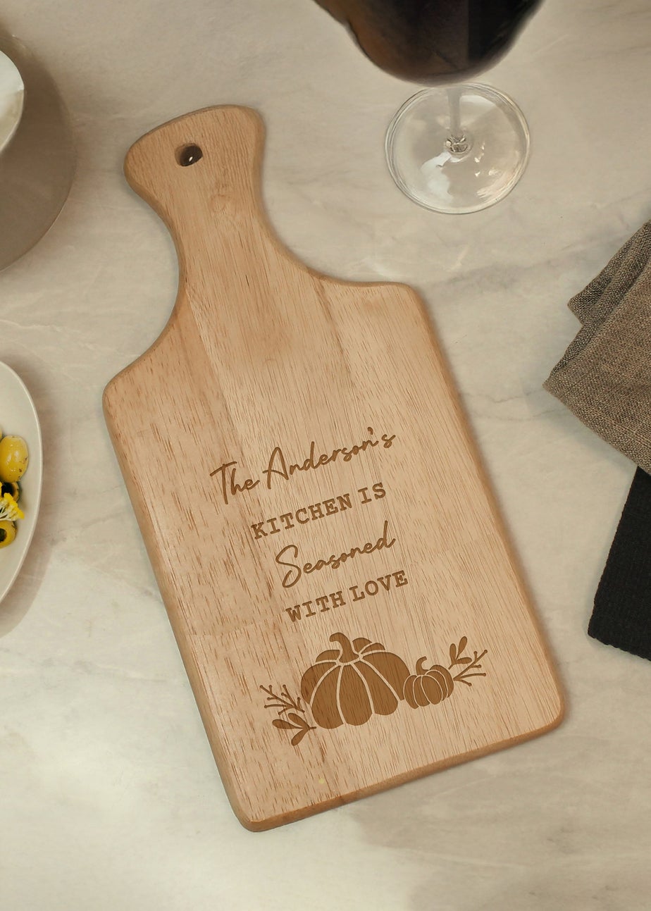 Personalised Memento Company Brown Pumpkin Paddle Chopping Board