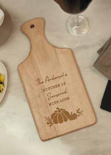 Personalised Memento Company Brown Pumpkin Paddle Chopping Board