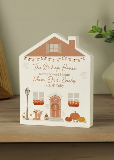 Personalised Memento Company White Autumnal Wooden House Ornament