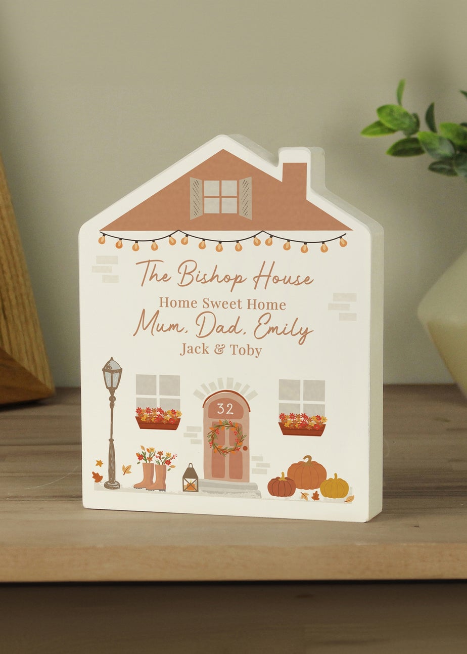 Personalised Memento Company White Autumnal Wooden House Ornament