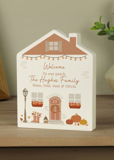 Personalised Memento Company White Autumnal Wooden House Ornament