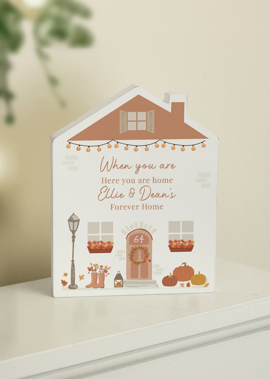 Personalised Memento Company White Autumnal Wooden House Ornament