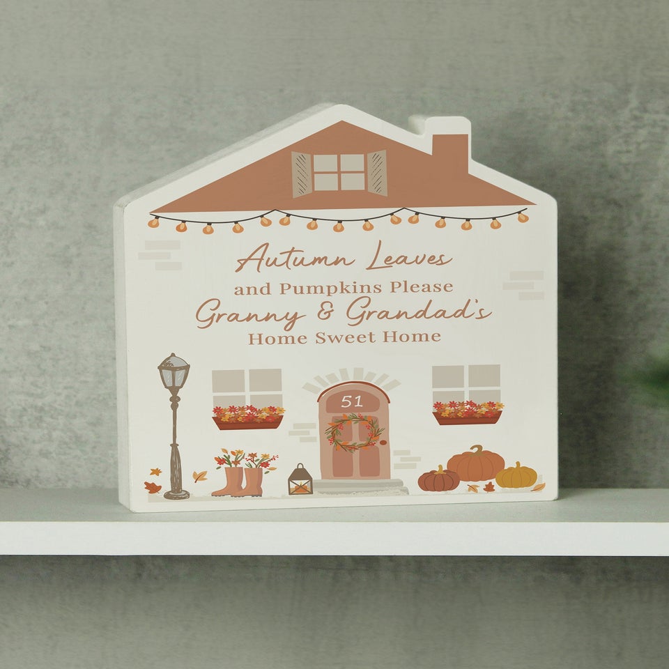Personalised Memento Company White Autumnal Wooden House Ornament