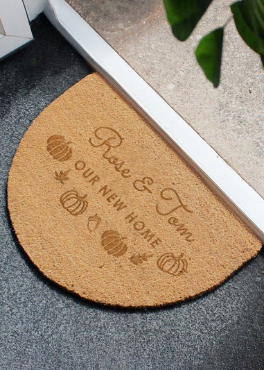 Personalised Memento Company Brown Pumpkin Half Moon Doormat