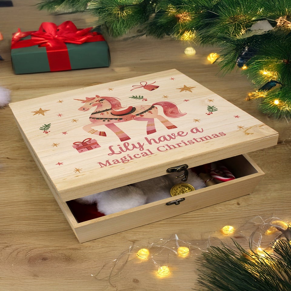 Personalised Memento Company Brown Unicorn Christmas Eve Box