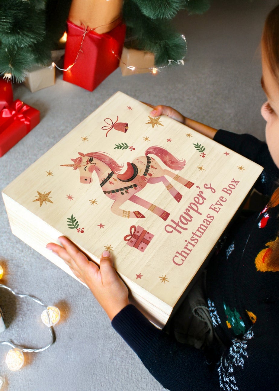 Personalised Memento Company Brown Unicorn Christmas Eve Box