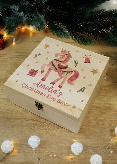 Personalised Memento Company Brown Unicorn Christmas Eve Box