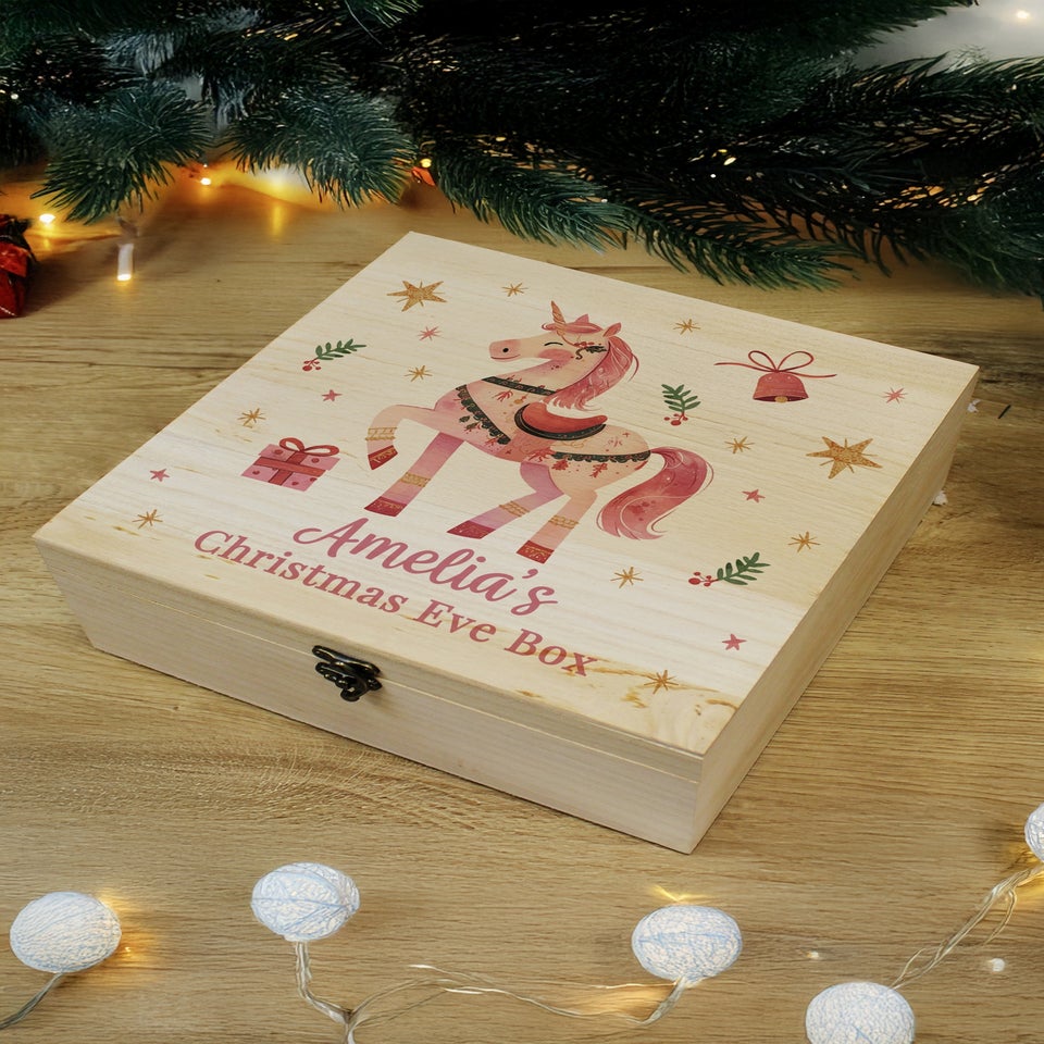 Personalised Memento Company Brown Unicorn Christmas Eve Box