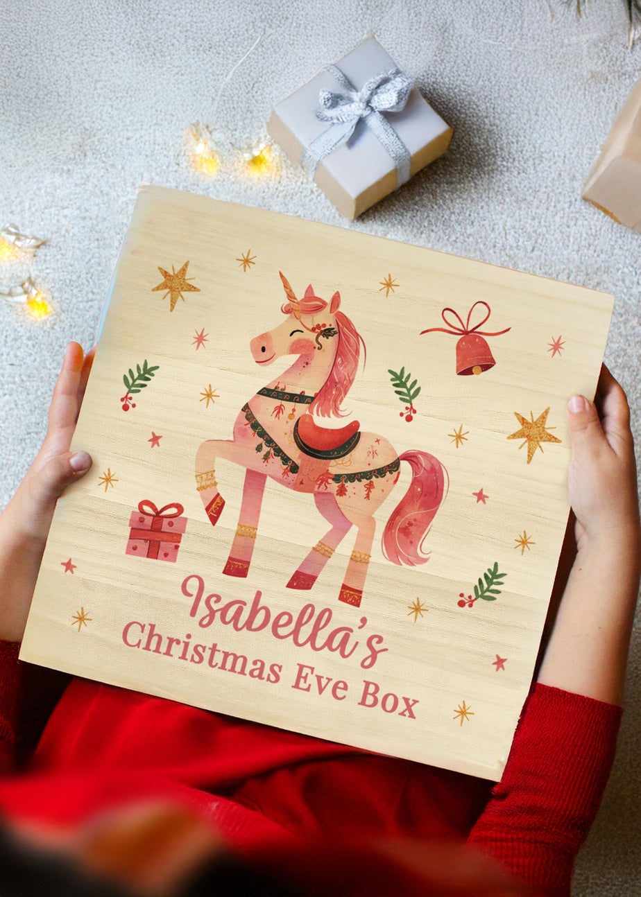 Personalised Memento Company Brown Unicorn Christmas Eve Box