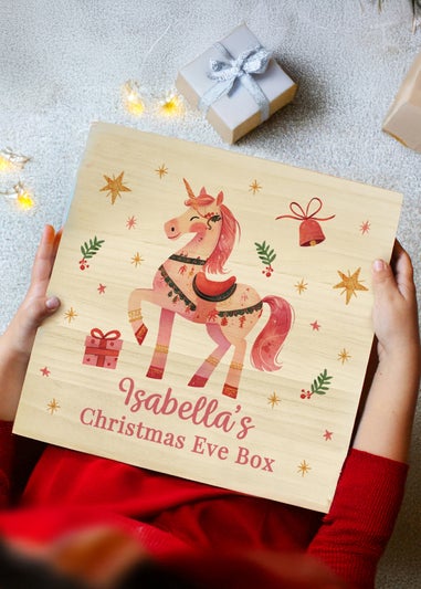 Personalised Memento Company Brown Unicorn Christmas Eve Box