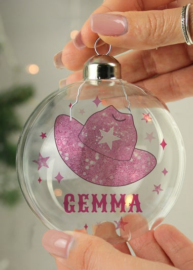 Personalised Memento Company Clear Cowgirl Hat Christmas Bauble