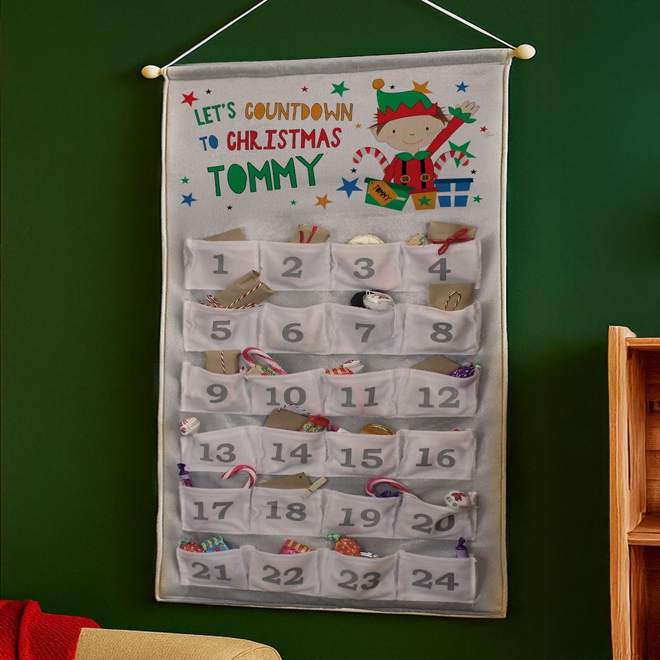 Personalised Memento Company Grey Christmas Elf Advent Calendar