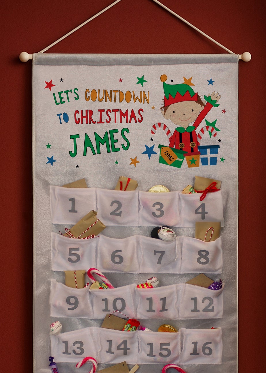 Personalised Memento Company Grey Christmas Elf Advent Calendar