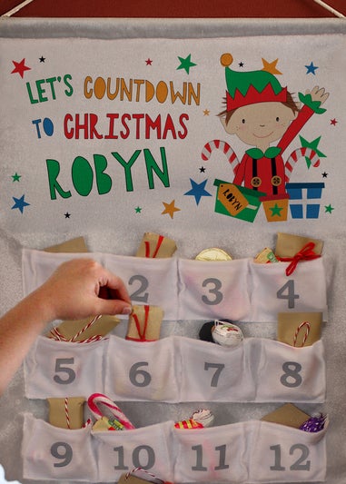 Personalised Memento Company Grey Christmas Elf Advent Calendar
