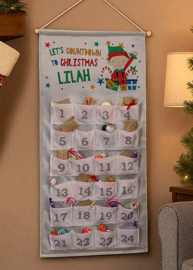 Personalised Memento Company Grey Christmas Elf Advent Calendar