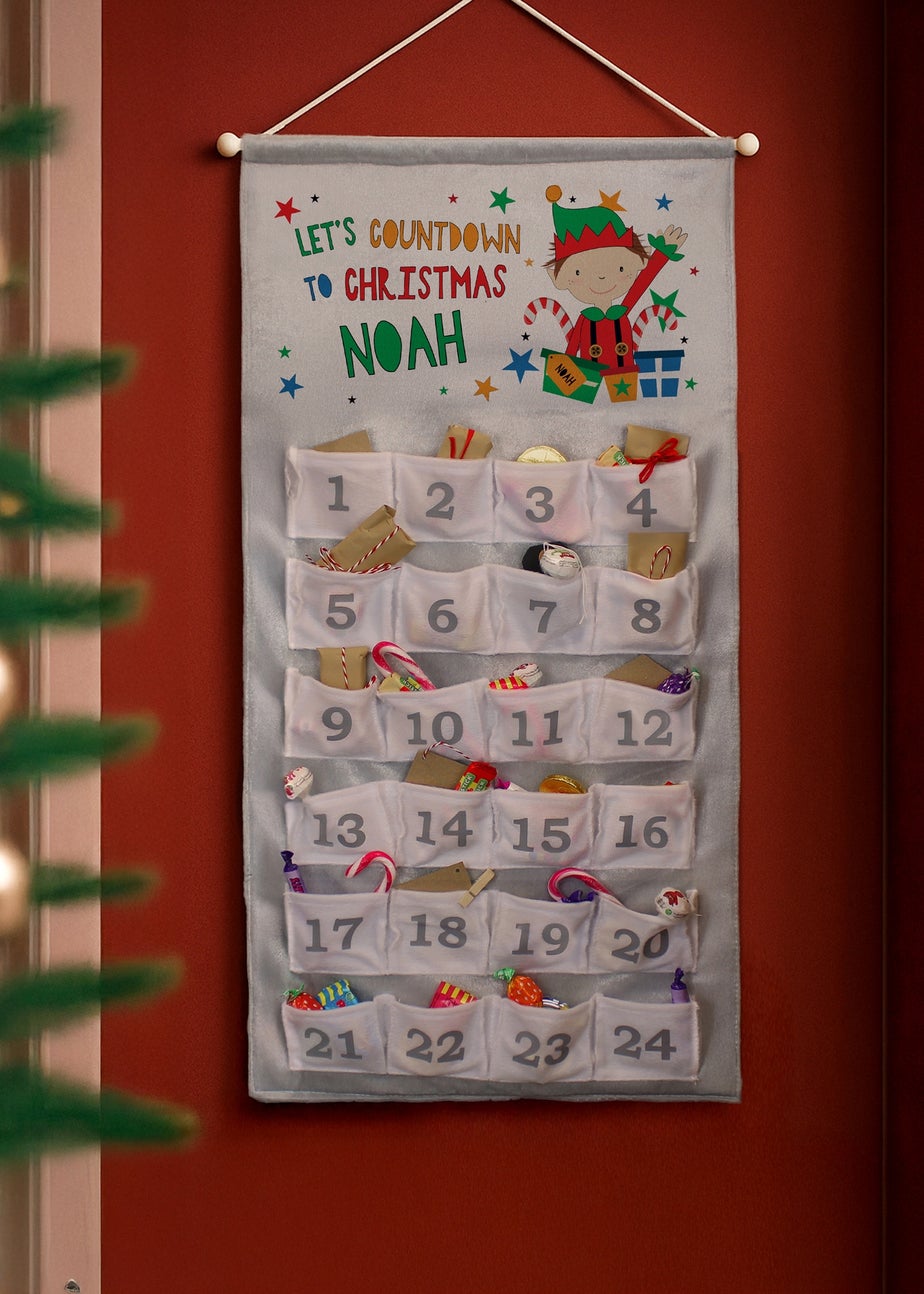 Personalised Memento Company Grey Christmas Elf Advent Calendar
