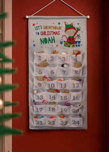 Personalised Memento Company Grey Christmas Elf Advent Calendar