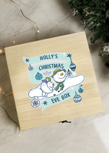 Personalised Memento Company Brown The Snowman & The Snowdog Large Wooden Christmas Eve Box