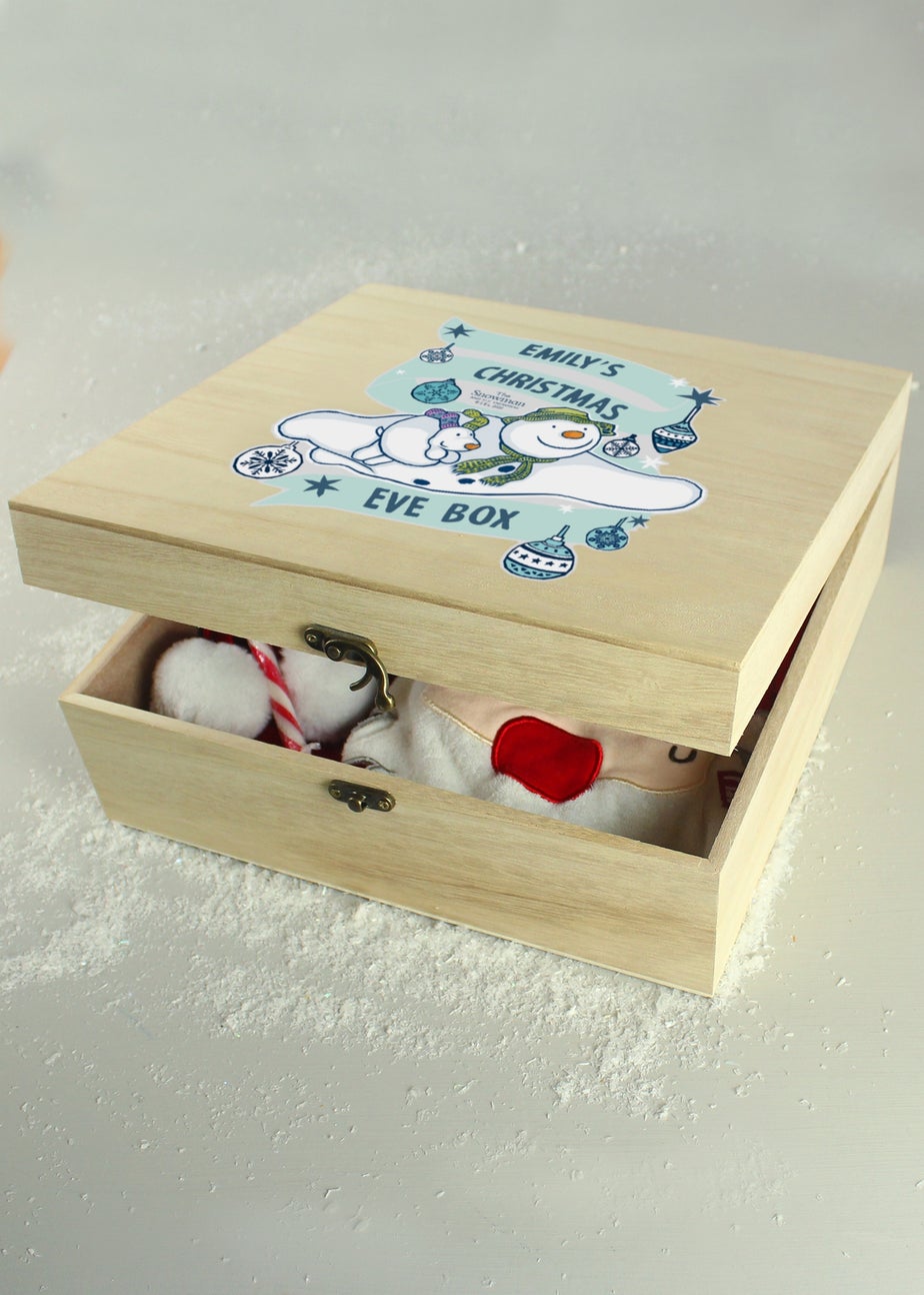 Personalised Memento Company Brown The Snowman & The Snowdog Large Wooden Christmas Eve Box