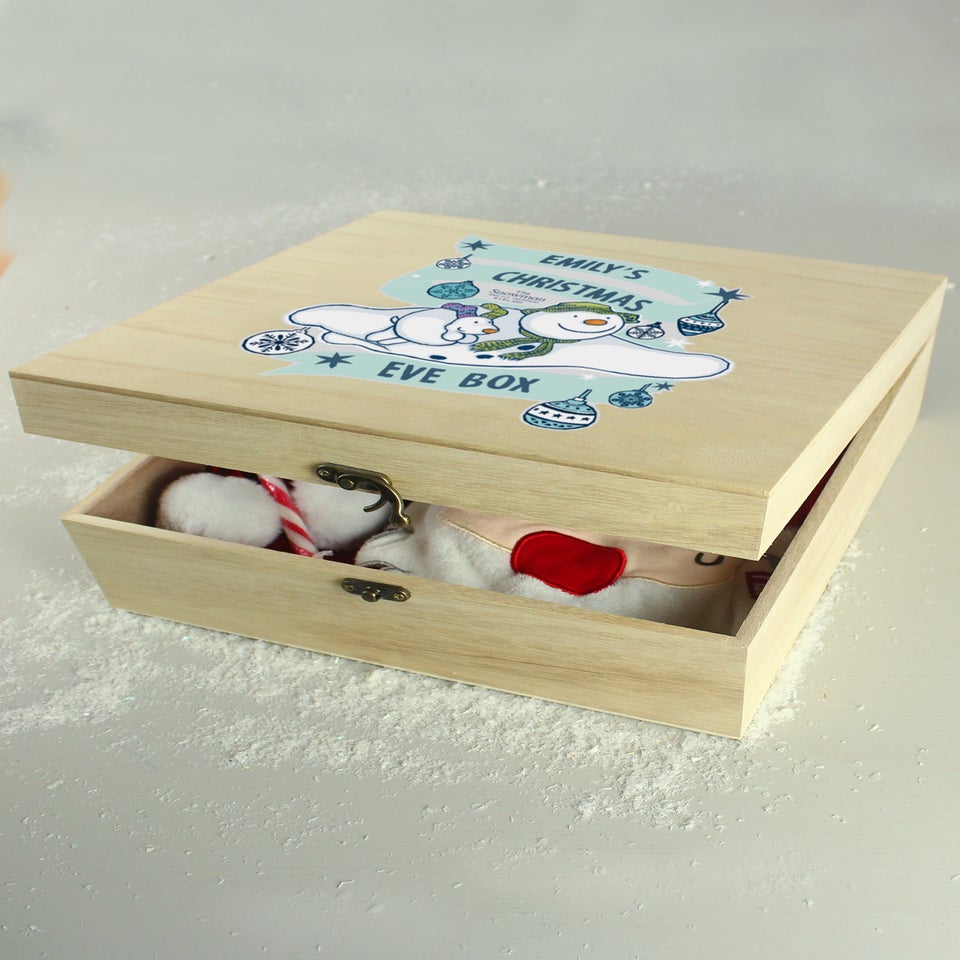 Personalised Memento Company Brown The Snowman & The Snowdog Large Wooden Christmas Eve Box