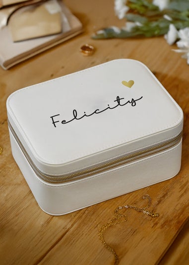 Personalised Memento Company White Travel Jewellery Box