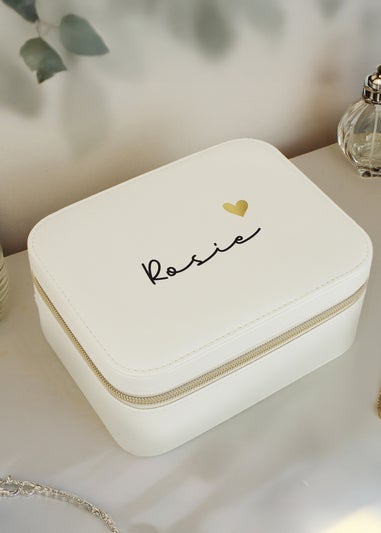 Personalised Memento Company White Travel Jewellery Box