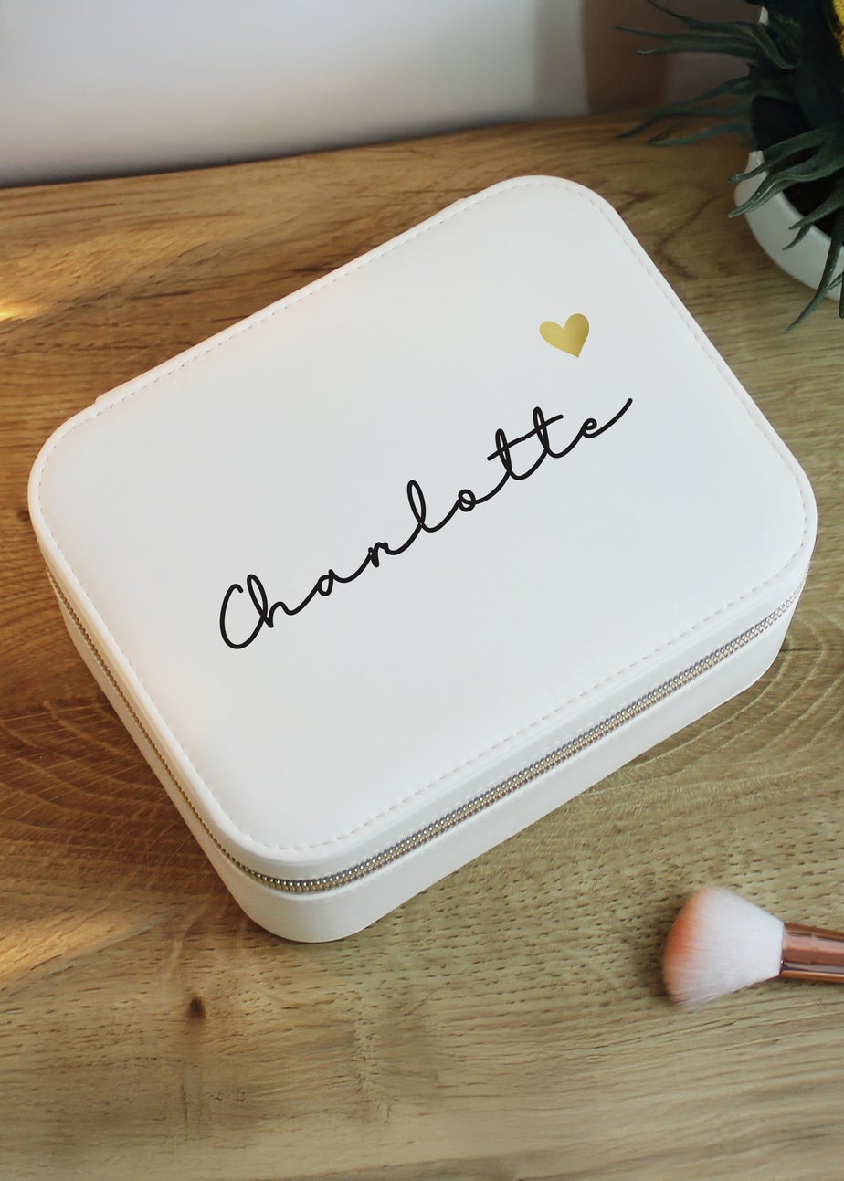 Personalised Memento Company White Travel Jewellery Box