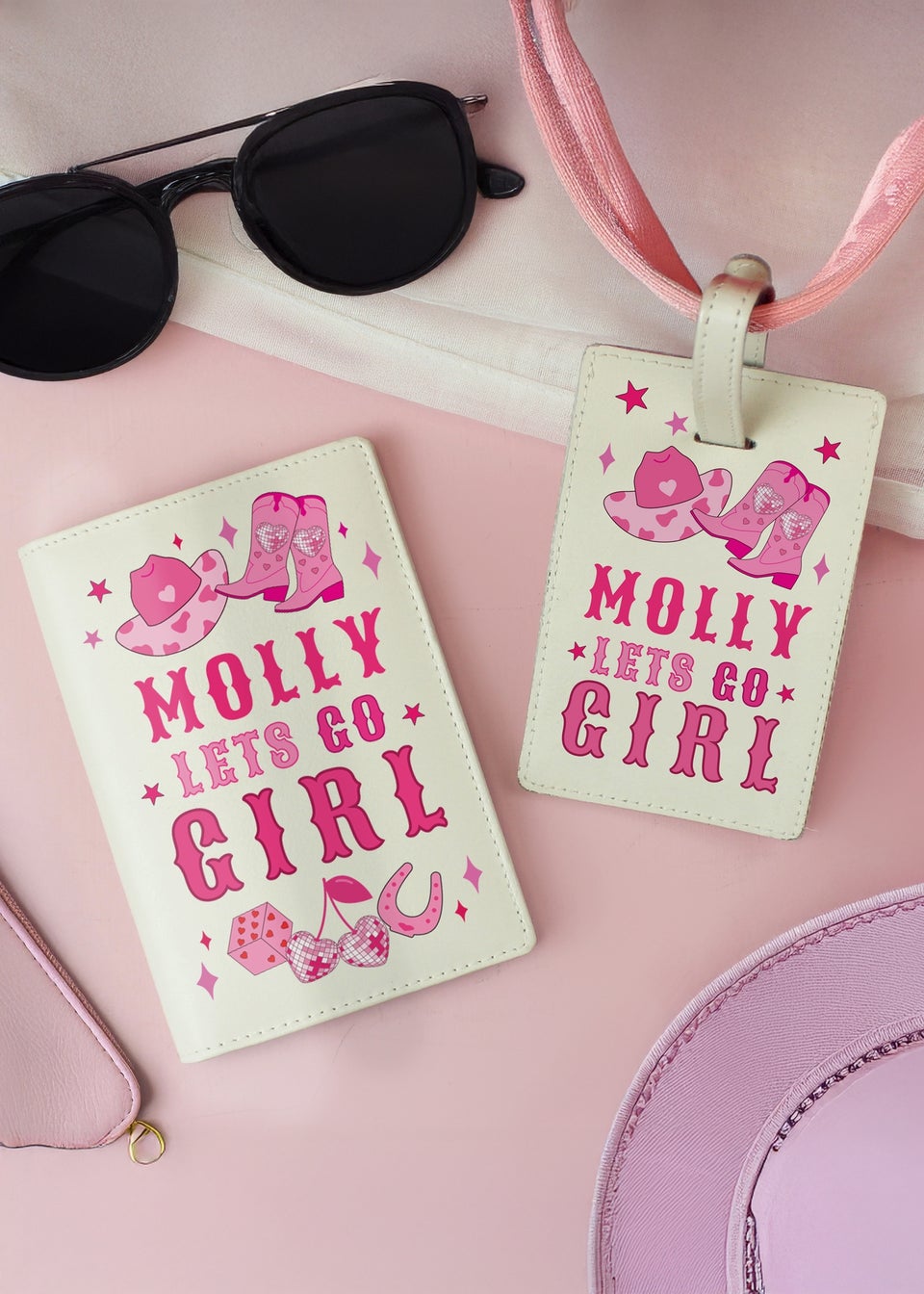 Personalised Memento Company White Cowgirl Luggage Tag & Passport Holder