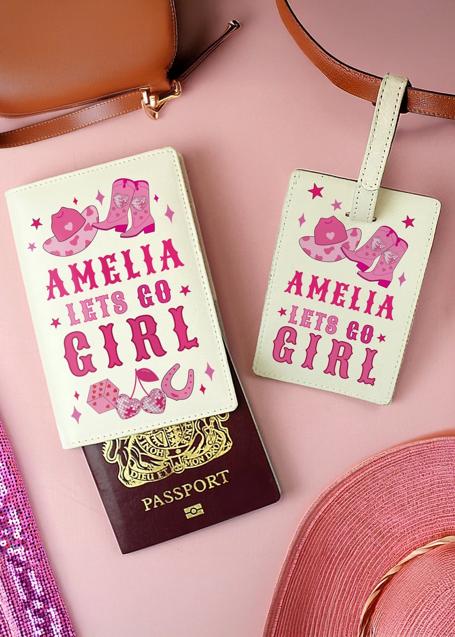Personalised Memento Company White Cowgirl Luggage Tag & Passport Holder