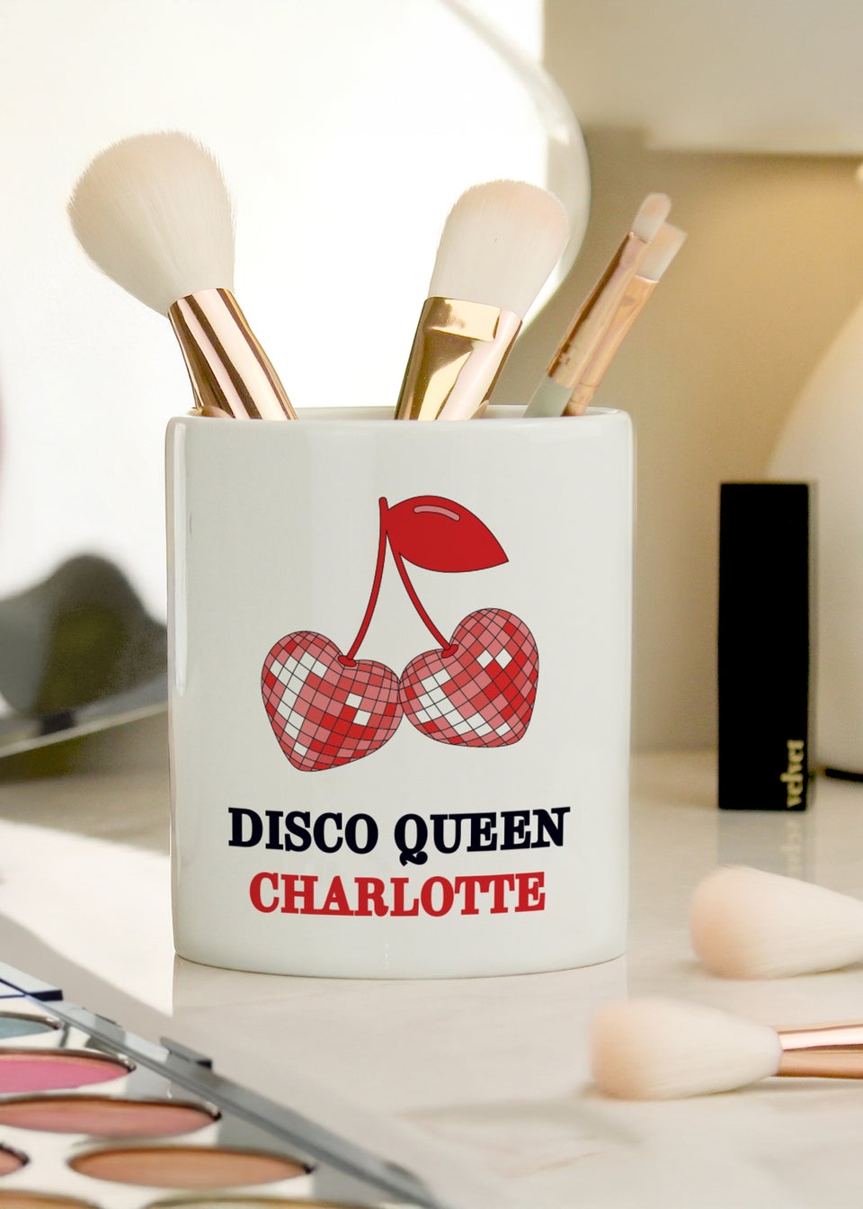 Personalised Memento Company White Cherry Make Up Brush Holder