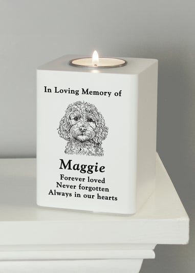 Personalised Memento Company White Dog Breed Memorial Tealight Holder