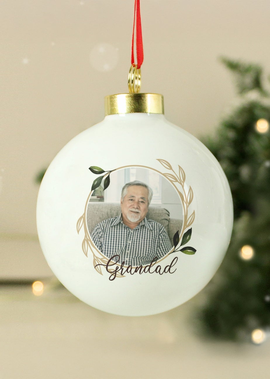 Personalised Memento Company White Photo Upload Memorial Bauble
