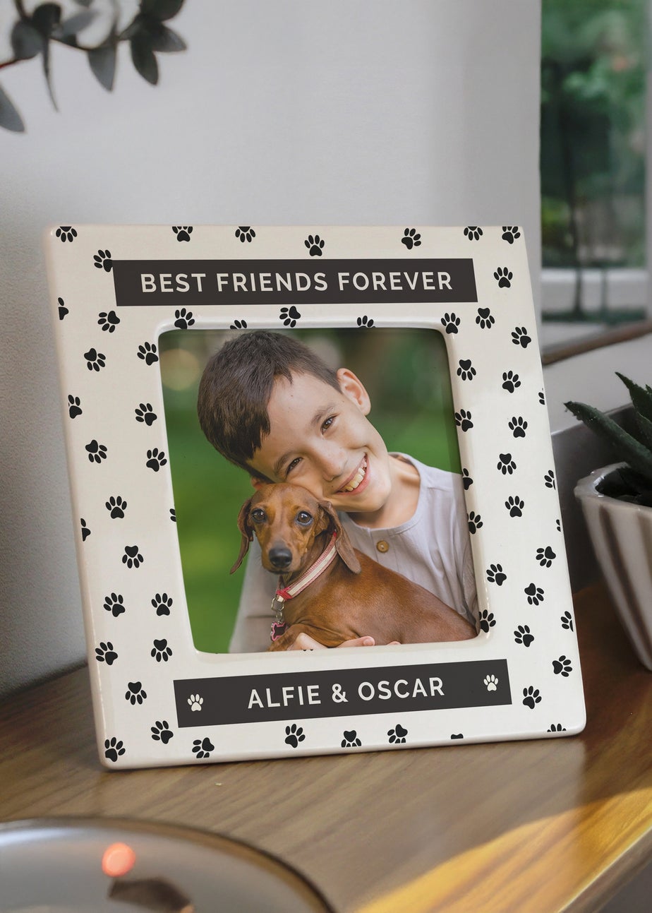 Personalised Memento Company White Pet Paw Print Ceramic 4x4 Frame