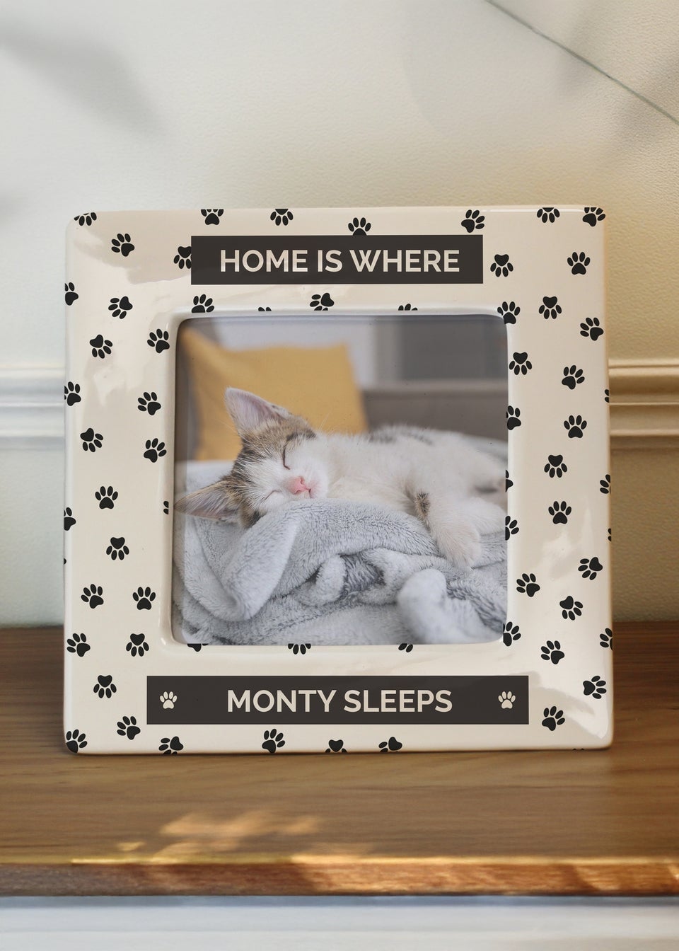 Personalised Memento Company White Pet Paw Print Ceramic 4x4 Frame