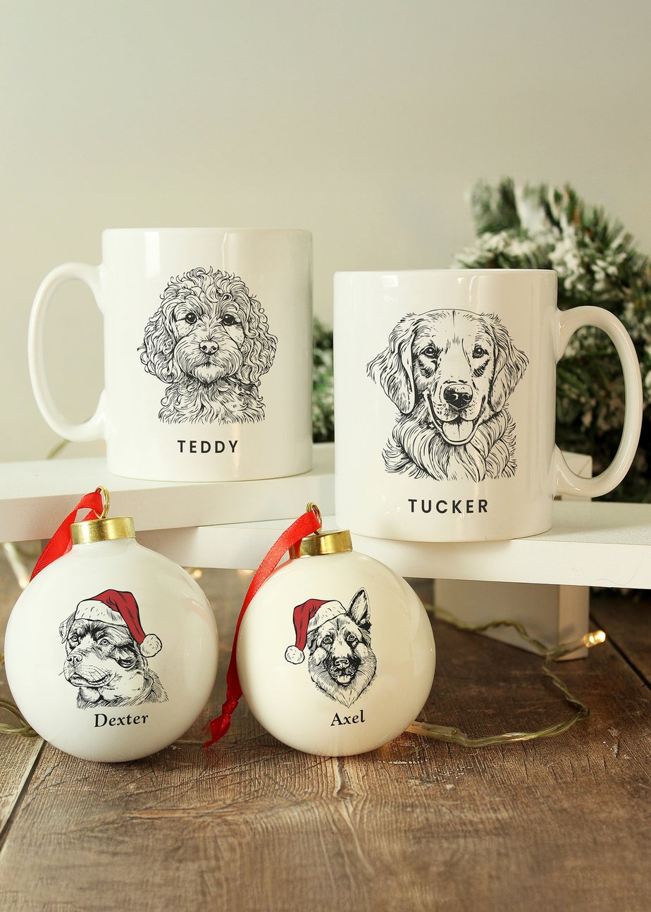 Personalised Memento Company White Dog Breed Christmas Bauble