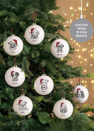 Personalised Memento Company White Dog Breed Christmas Bauble