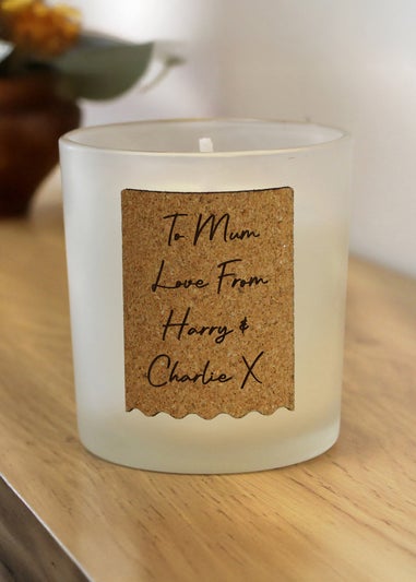 Personalised Memento Company White Cork Label Candle Jar