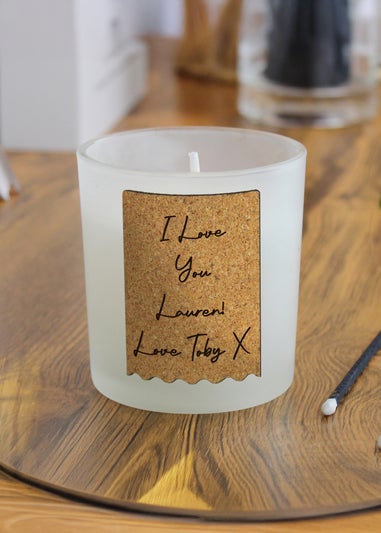 Personalised Memento Company White Cork Label Candle Jar