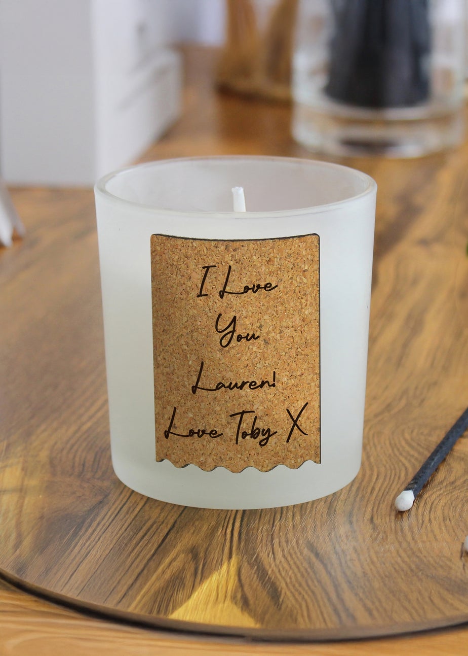 Personalised Memento Company White Cork Label Candle Jar
