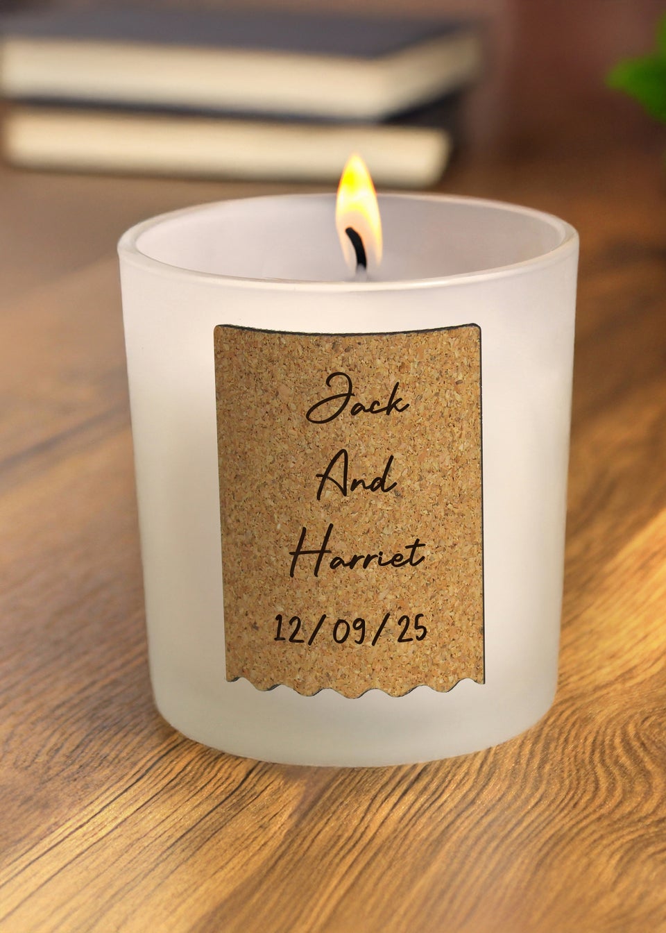 Personalised Memento Company White Cork Label Candle Jar