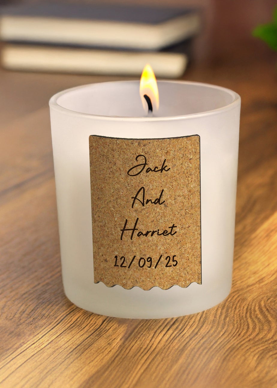 Personalised Memento Company White Cork Label Candle Jar