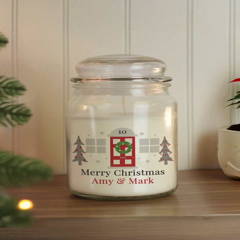 Personalised Memento Company White Home For Christmas Large Candle Jar