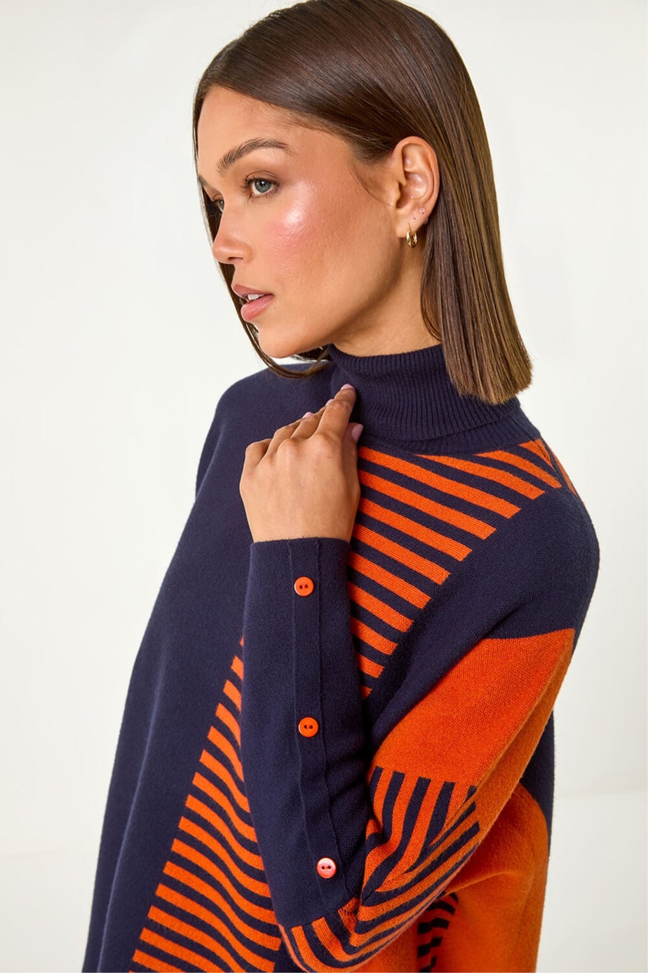 Roman Midnight Blue Stripe Colour Block Jumper