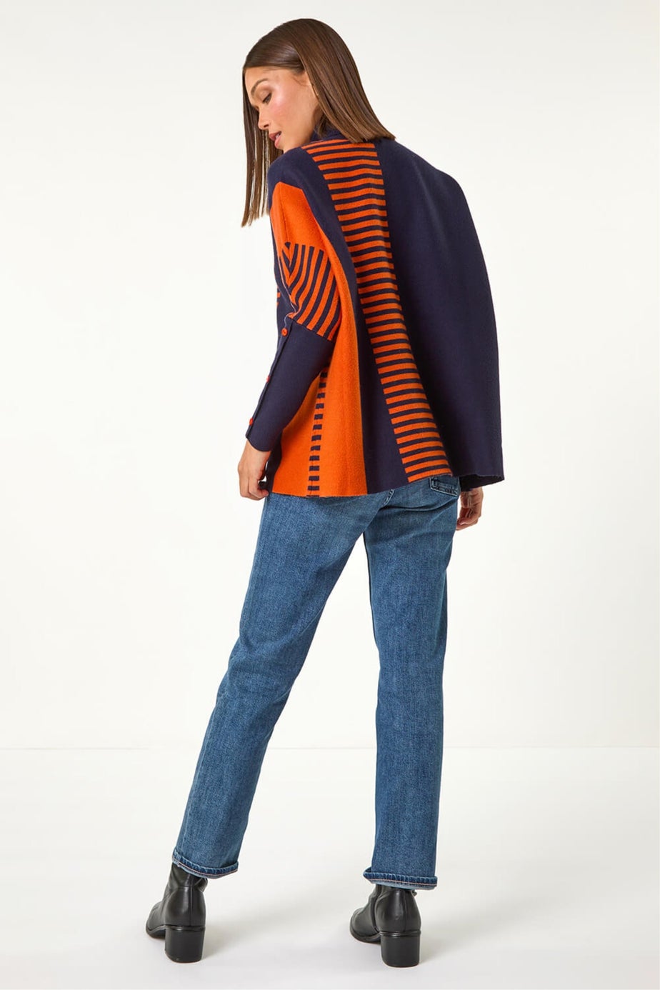 Roman Midnight Blue Stripe Colour Block Jumper