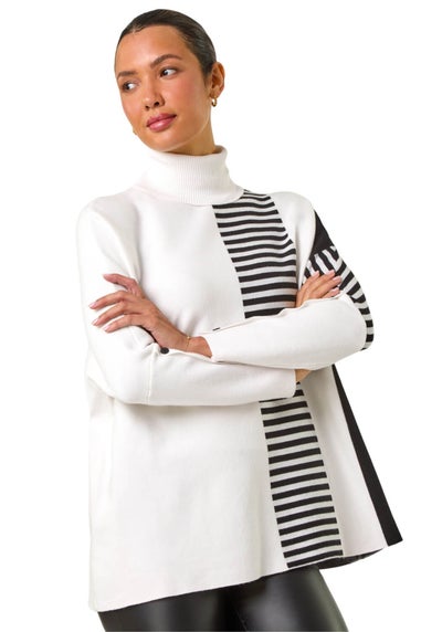 Roman Ivory Stripe Colour Block Jumper