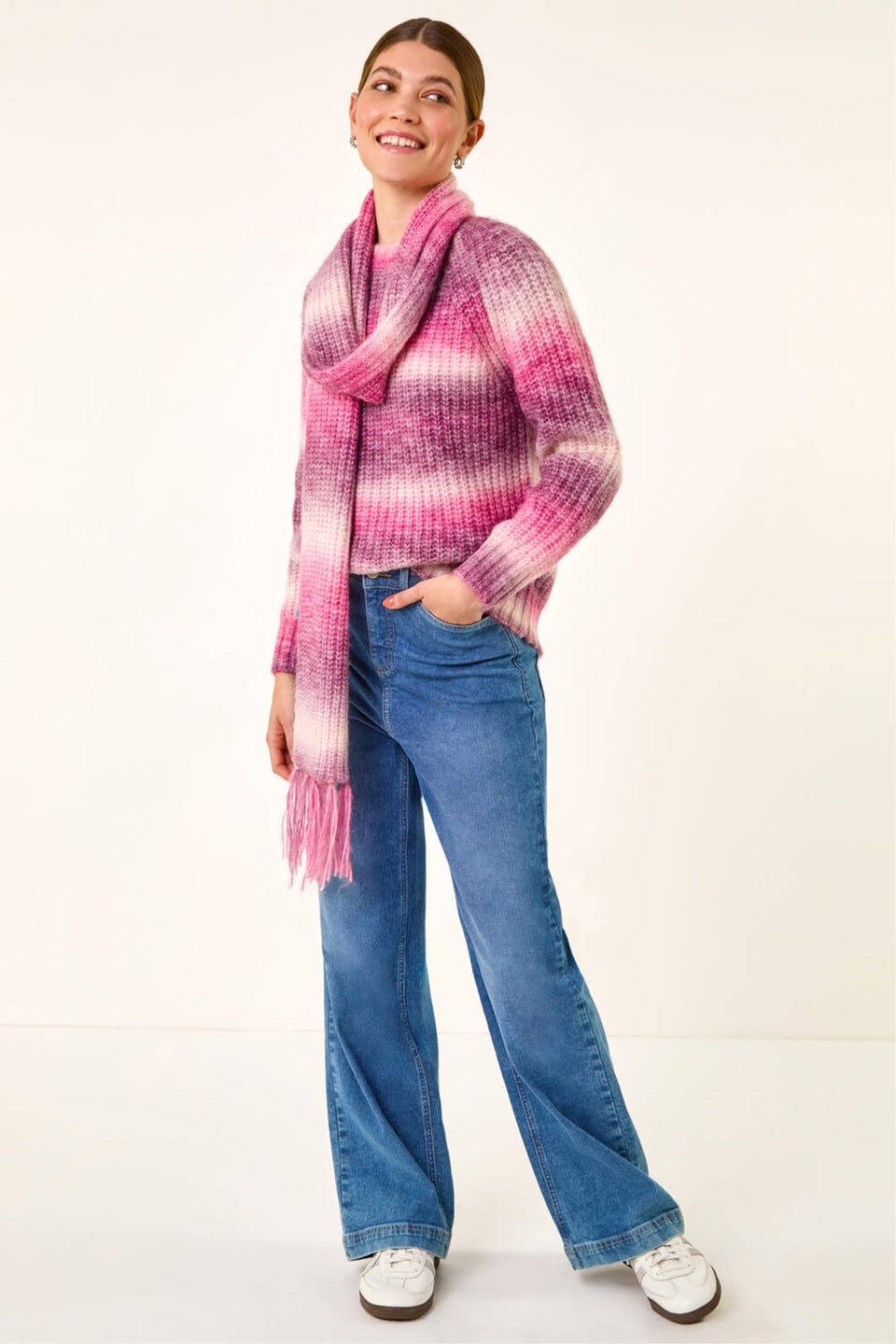 Roman Pink Ombre Knit Scarf & Jumper