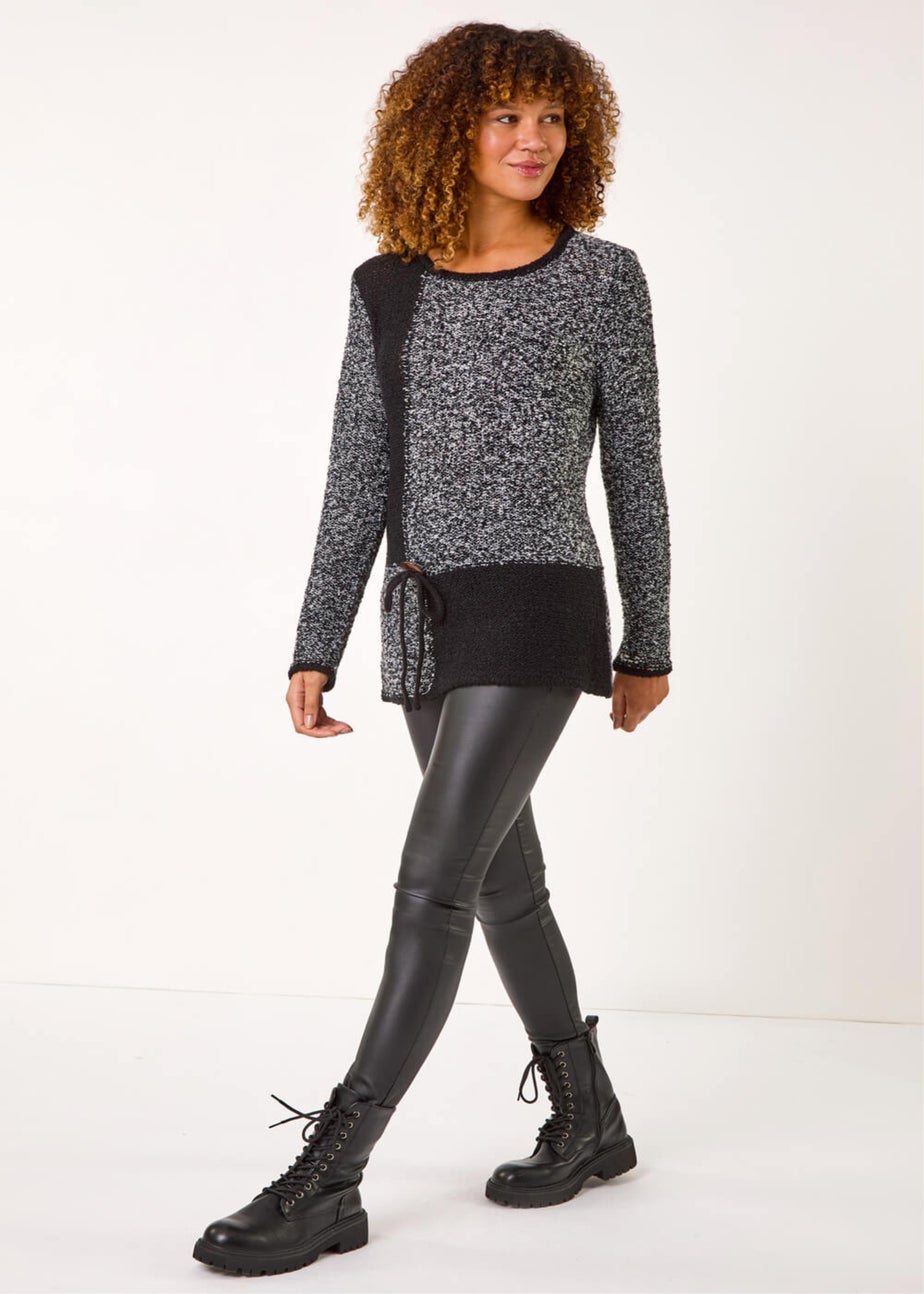 Roman Charcoal Textured Button Detail Knit Jumper